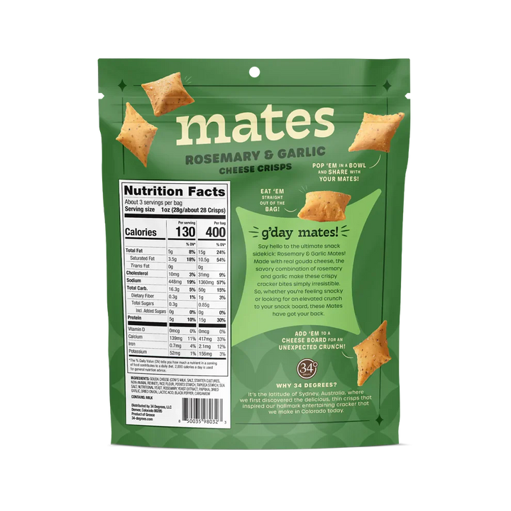 Biscuiți cu brânză, rozmarin și usturoi 85g Mates